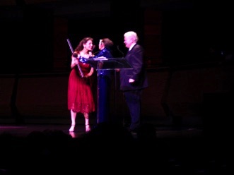 Jennifer receives the “Julie Wilson Award” from Julie Wilson and Donald Smith.